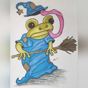 Halloween Witch Frog | Original Marker Illustration